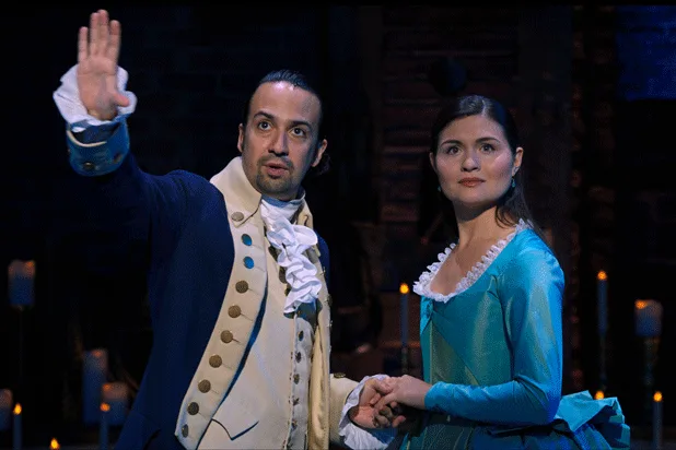 Lin-Manuel Miranda and Phillipa Soo in Hamilton