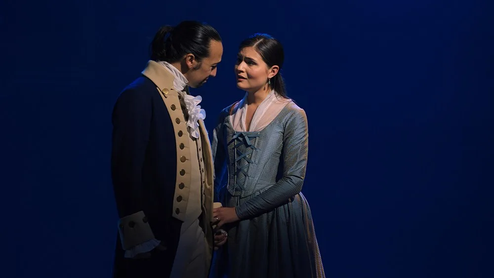 A scene from the filmed Hamilton production