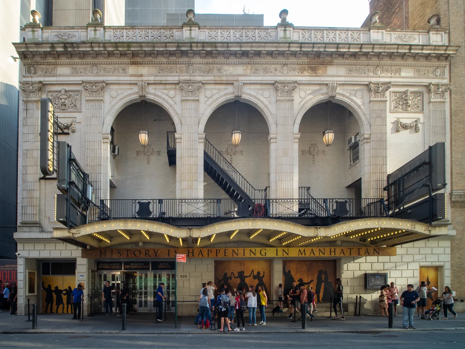 Richard Rodgers Theatre's Hamilton marquee in 2019