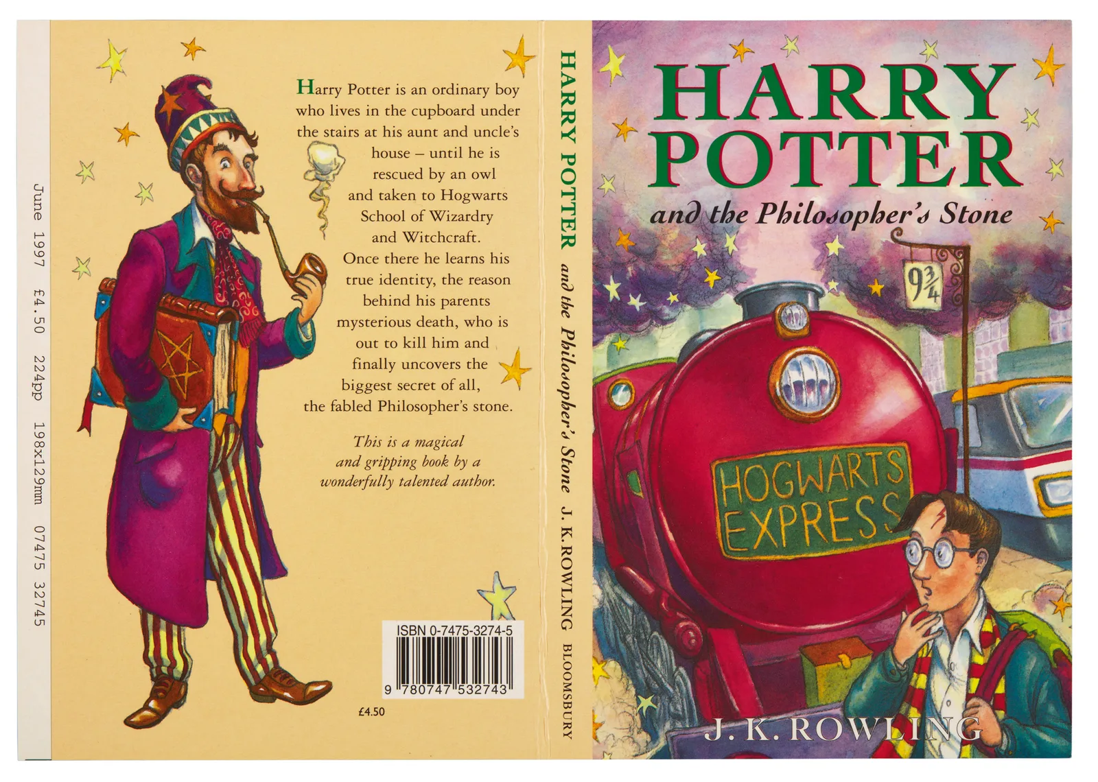 Full wraparound jacket of the 1997 Bloomsbury first edition.