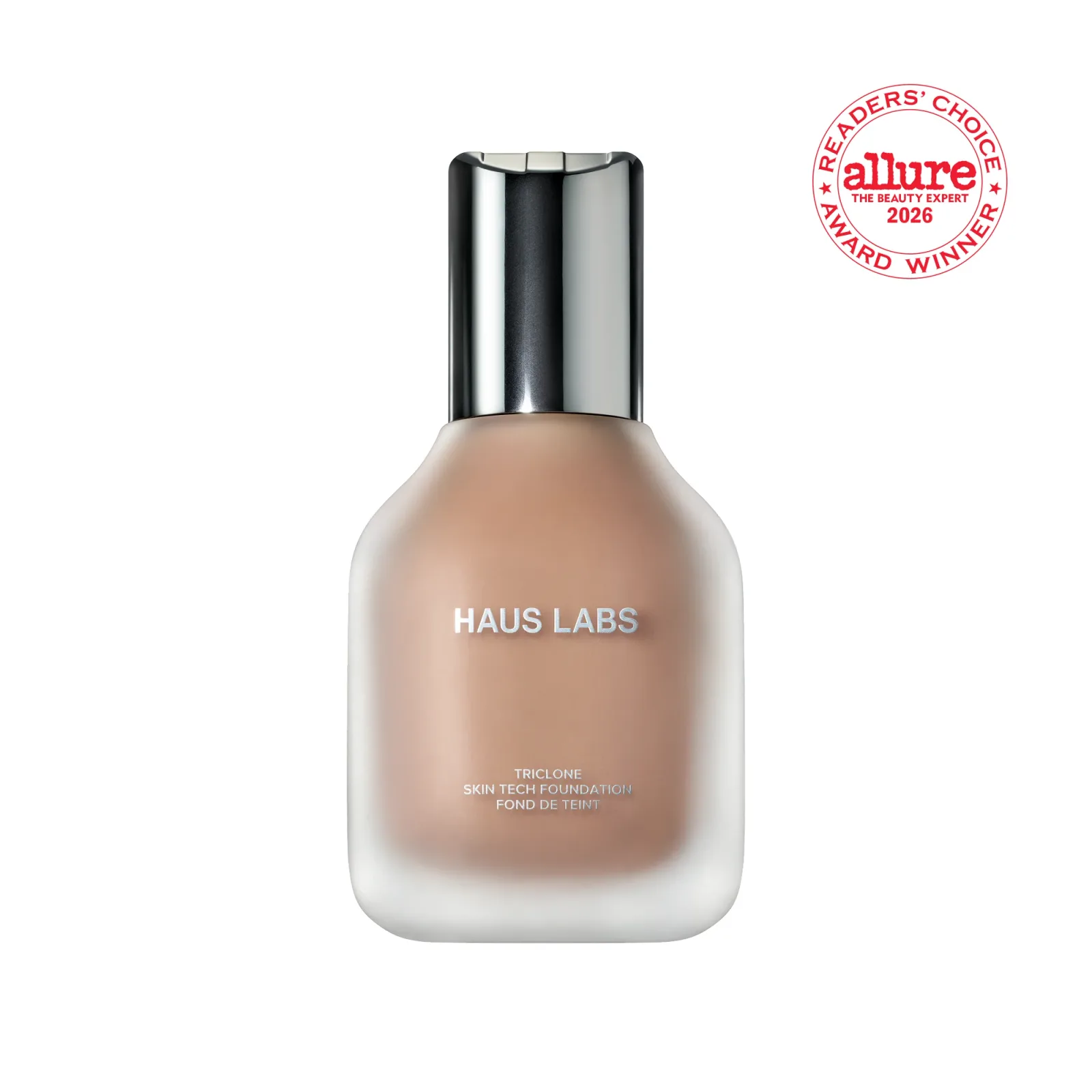 A bottle of Haus Labs Triclone Skin Tech Foundation.