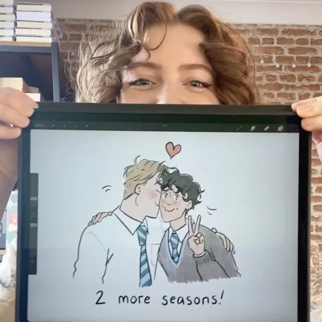 Hand-drawn Nick and Charlie announcing two more seasons.