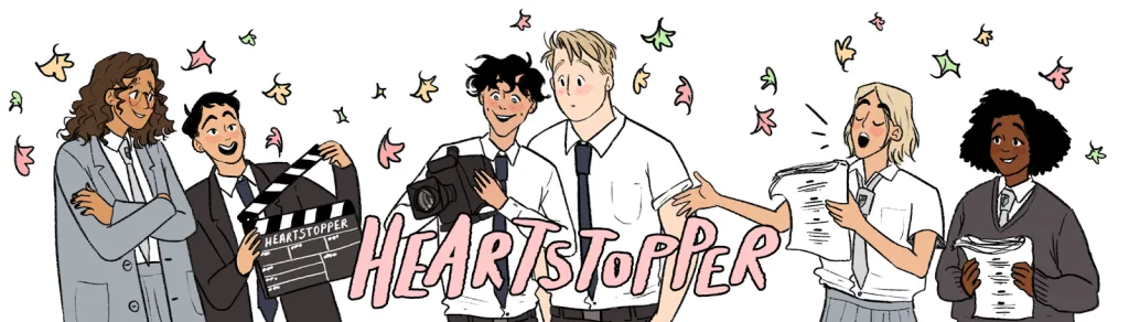 Illustrated Heartstopper cast lineup.