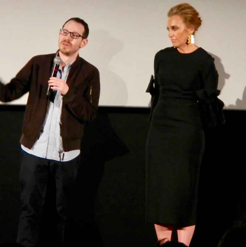 Ari Aster and Toni Collette onstage at Sundance London, June 2018. Non-graphic photograph.
