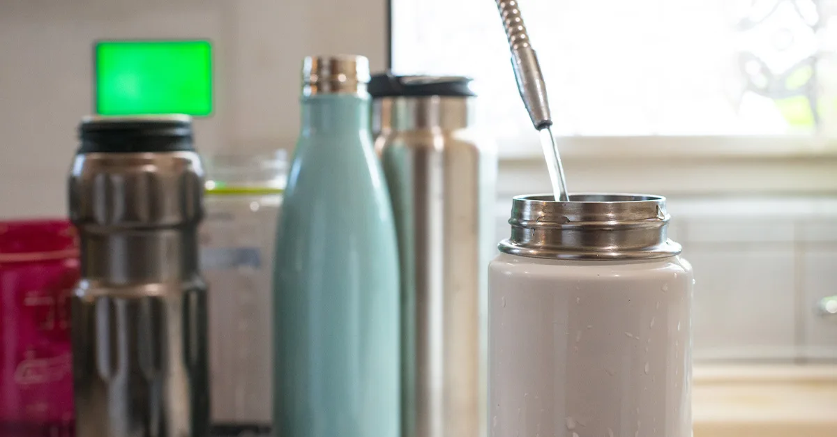 Insulated water bottles in a timeline of trendy bottles
