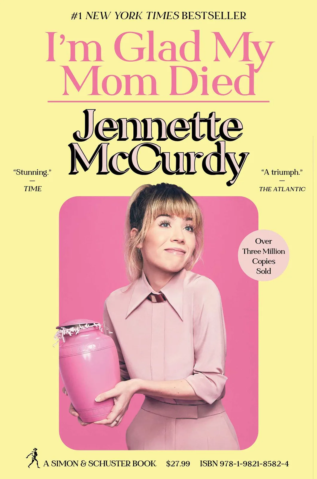 Official hardcover cover showing Jennette McCurdy holding a pink urn with confetti.