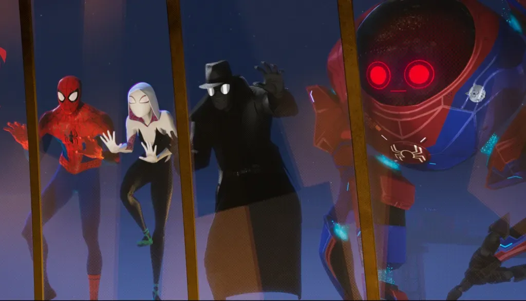 Spider-Gwen, Spider-Man Noir and Peni Parker in a still from the film