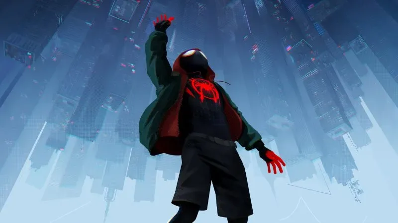 Miles Morales on a rooftop before his leap of faith