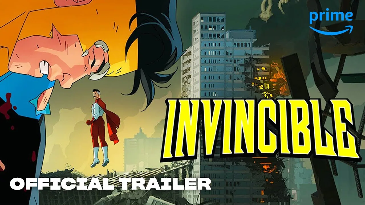 Invincible official trailer title card.