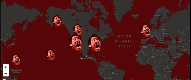 A screengrab of the "Iron Lung" theater map at ironlung.com. Click on Markiplier's face and you'll see exactly where his film is playing.