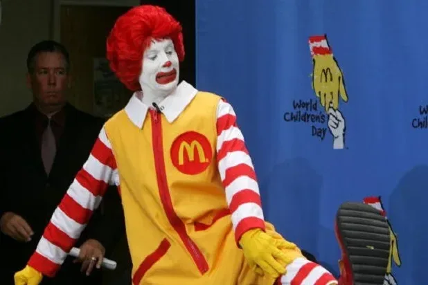 Ronald McDonald, target of Burger King's free-Whopper-for-clowns stunt.