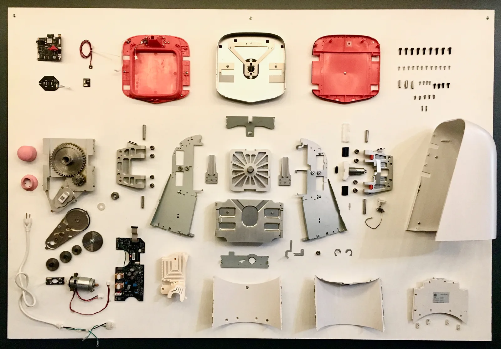 A disassembled Juicero press displayed at Bolt, photographed September 6, 2018; CC BY 2.0.