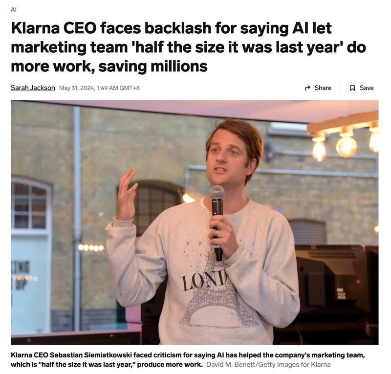 Business Insider's backlash headline and CEO photograph, shared in Antti Toivonen's LinkedIn reaction.