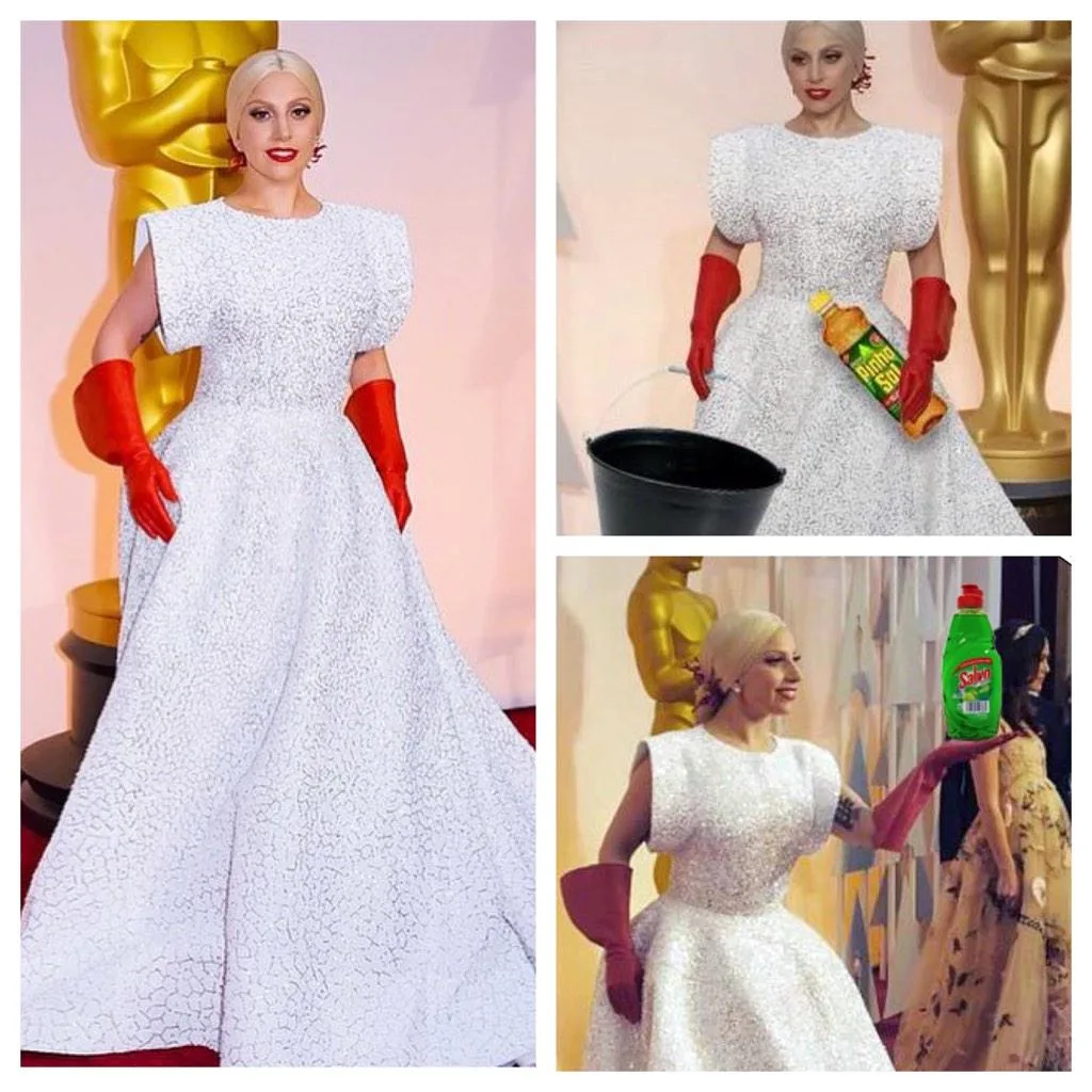 #LadyGaga gives us our first meme-worthy look at #Oscars2015. http://t.co/dmXccPy7Zr