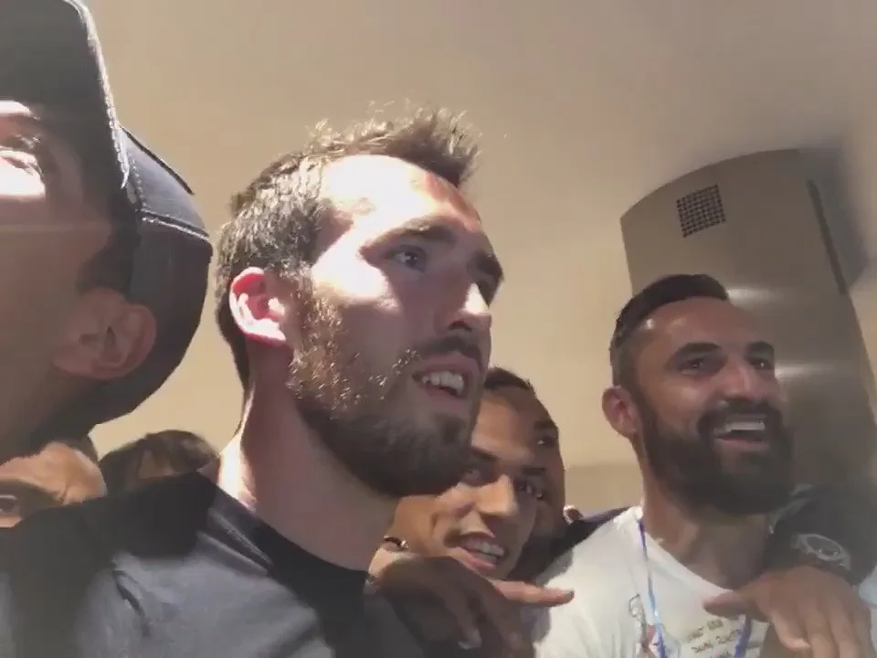 Leicester players celebrate the title, May 2, 2016