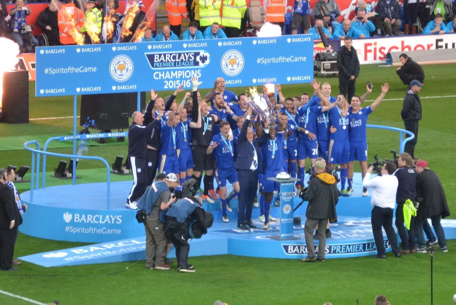 LCFC lift the Premier League Trophy