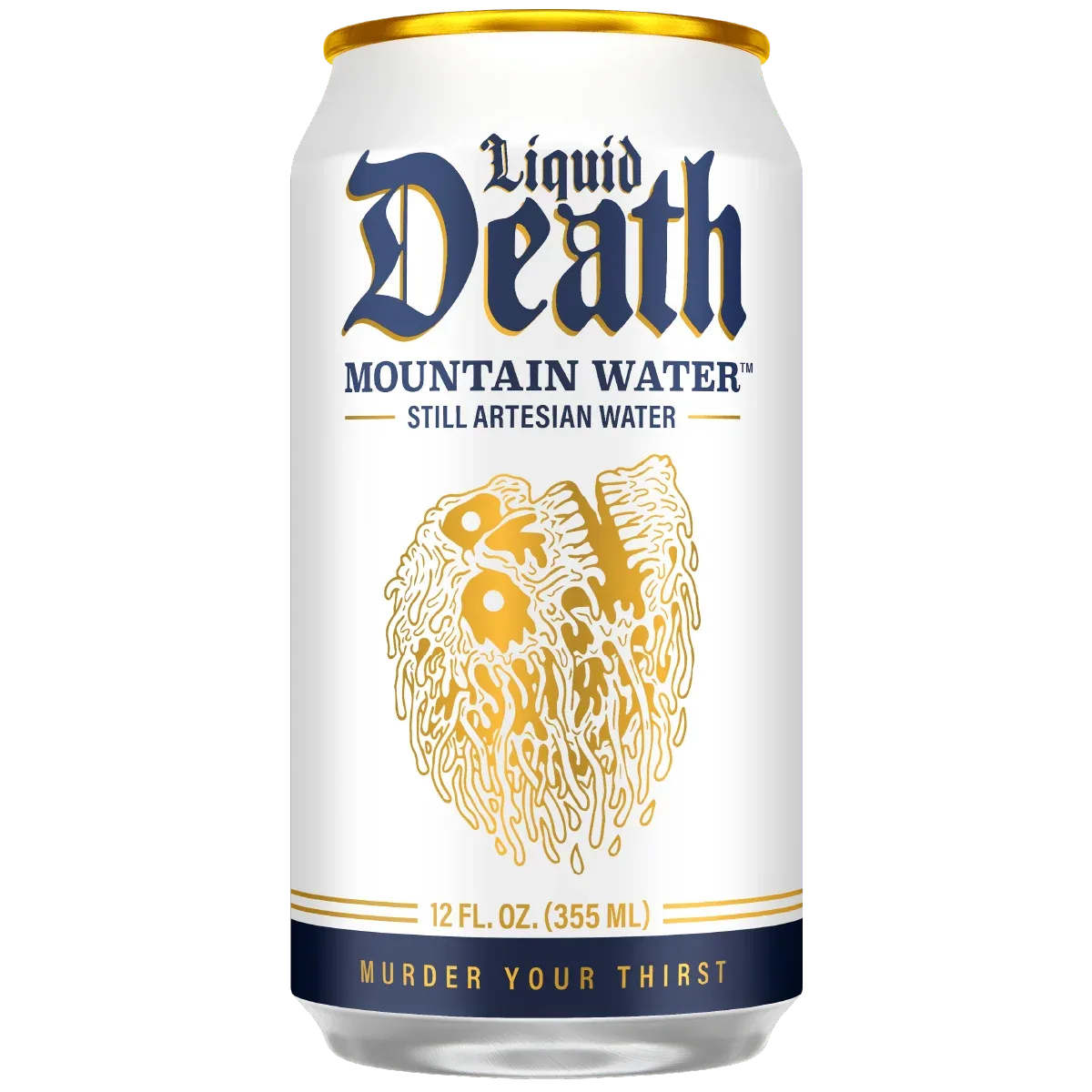 Current official still-water can. Later American mountain-water packaging differs from the Austrian launch tallboy.