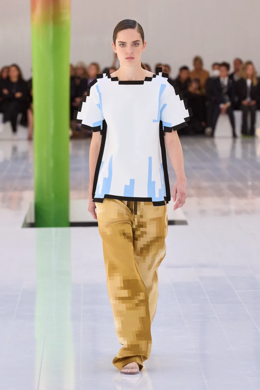 Loewe had pixelated clothes on the runway for SS23.