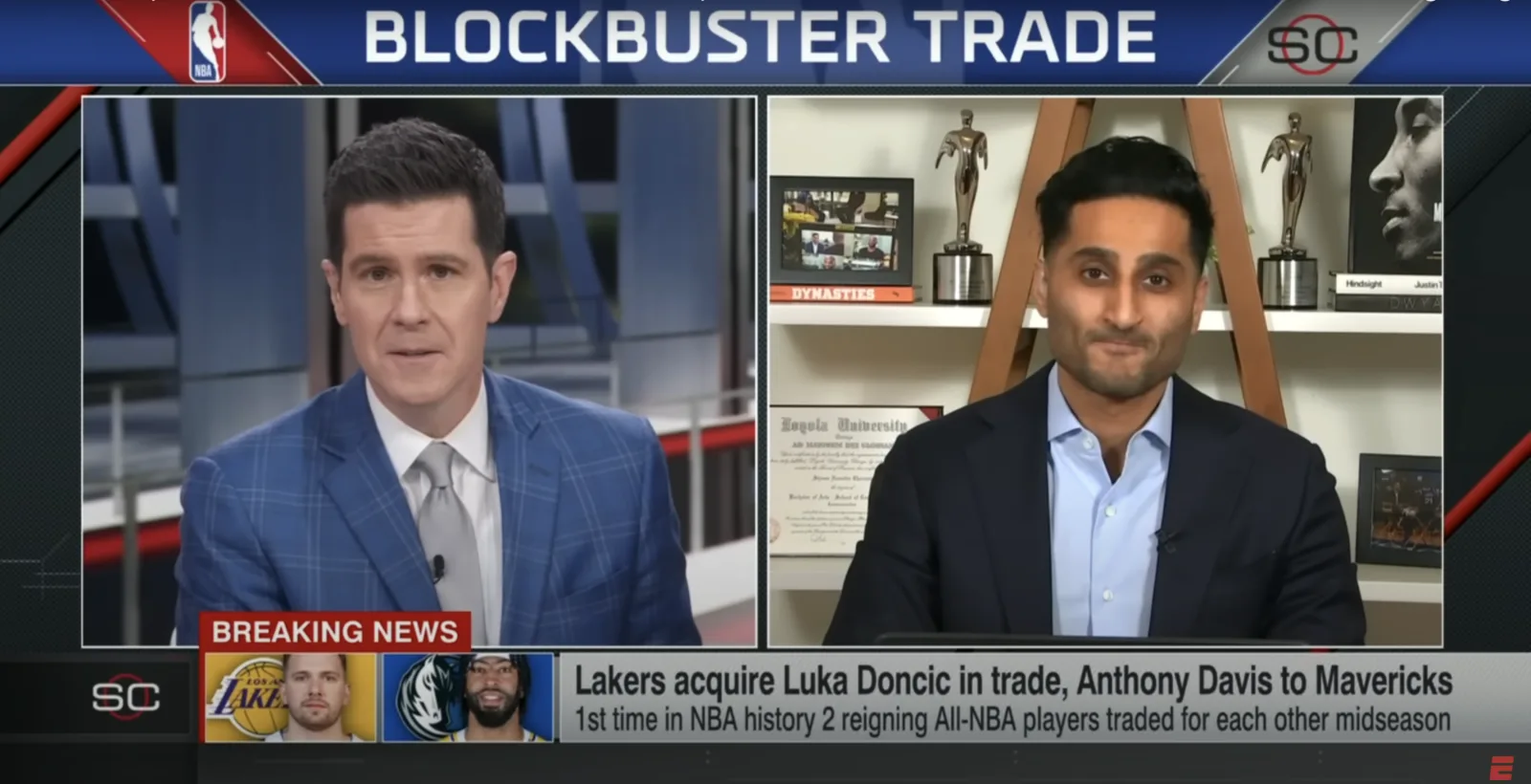 Full Force of ESPN’s Newsgathering on Display for Blockbuster Dončić/Davis Trade