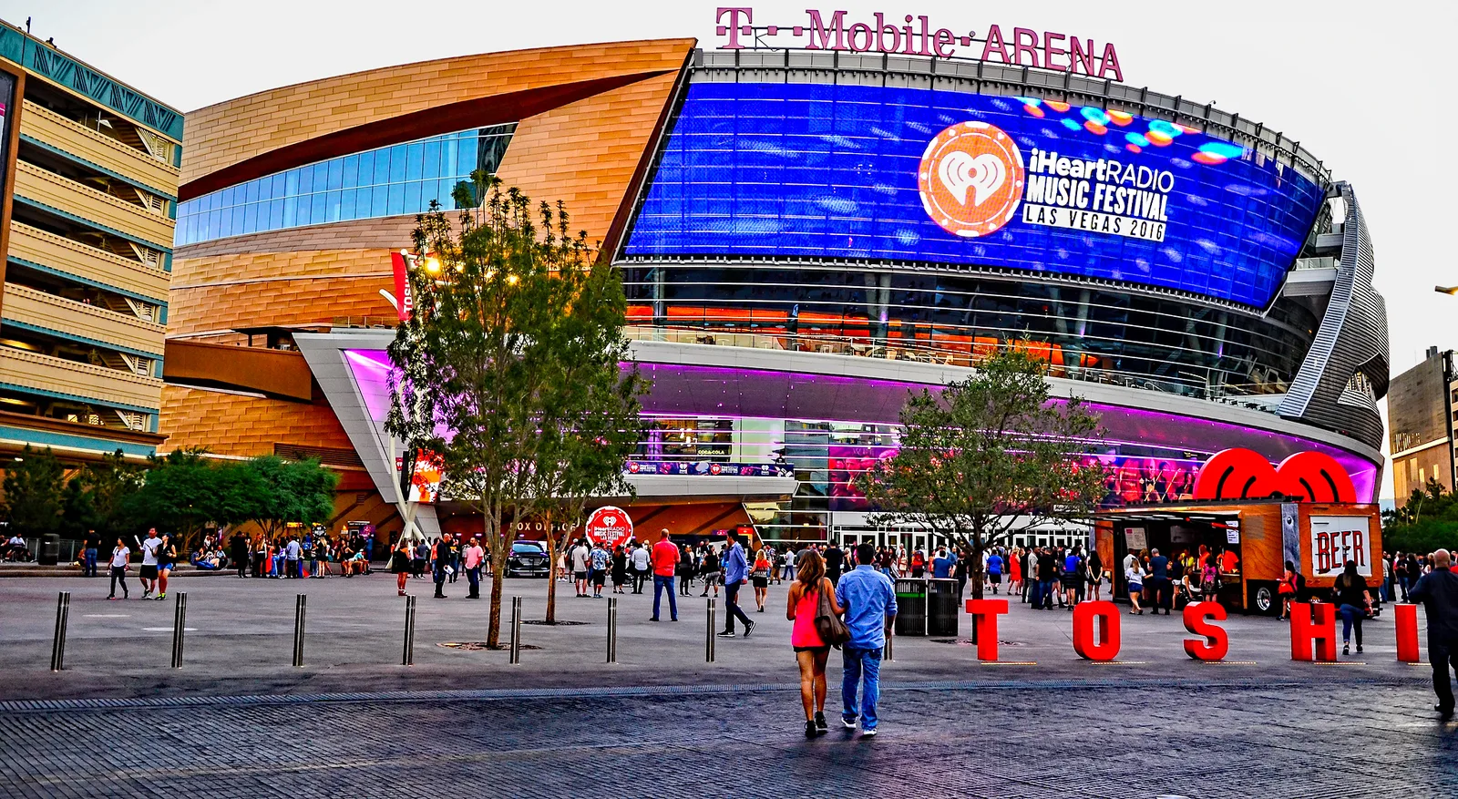 T-Mobile Arena exterior in September 2016, before the fight; venue context only.
