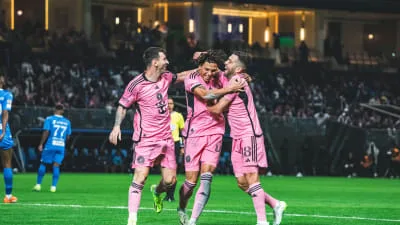 Inter Miami players celebrate a goal