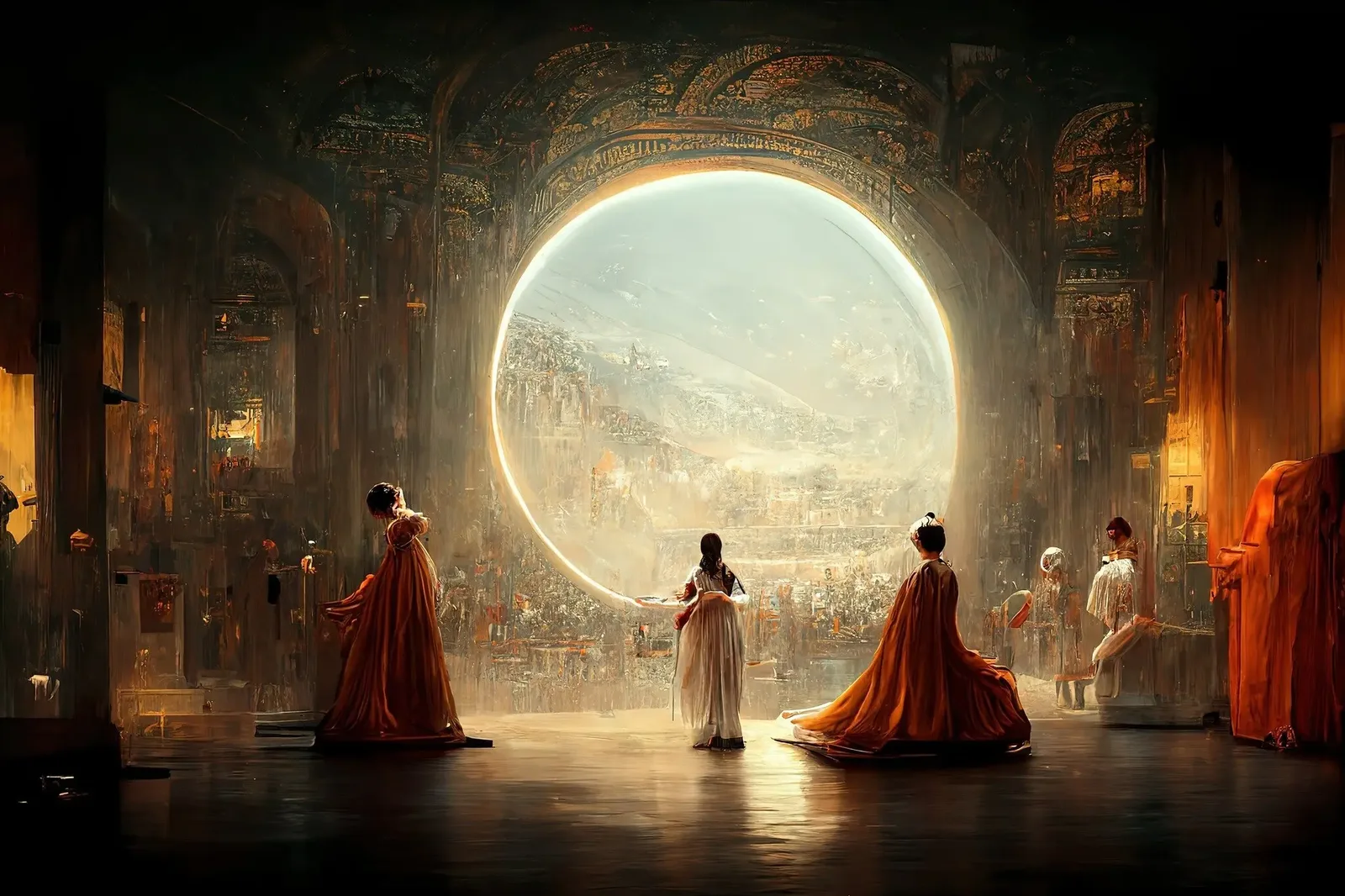 Théâtre D’opéra Spatial, generated with Midjourney and entered by Jason Allen; Commons marks it public domain.