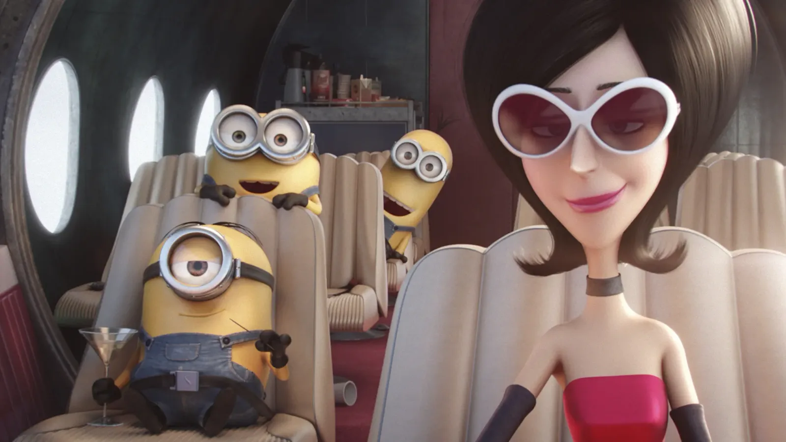 Minions with Scarlet Overkill on a plane