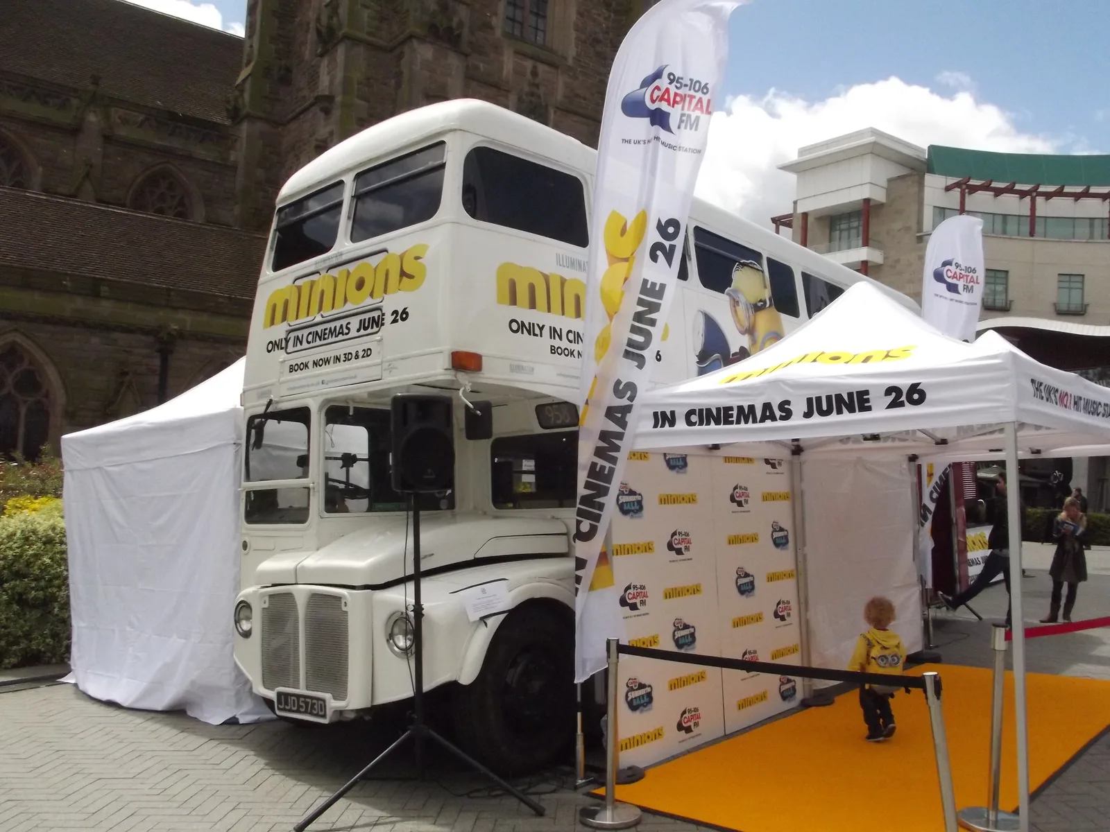 Minions promotional tour bus at Birmingham's Bullring