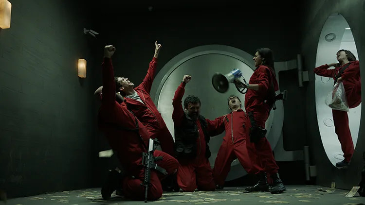 The crew inside the vault