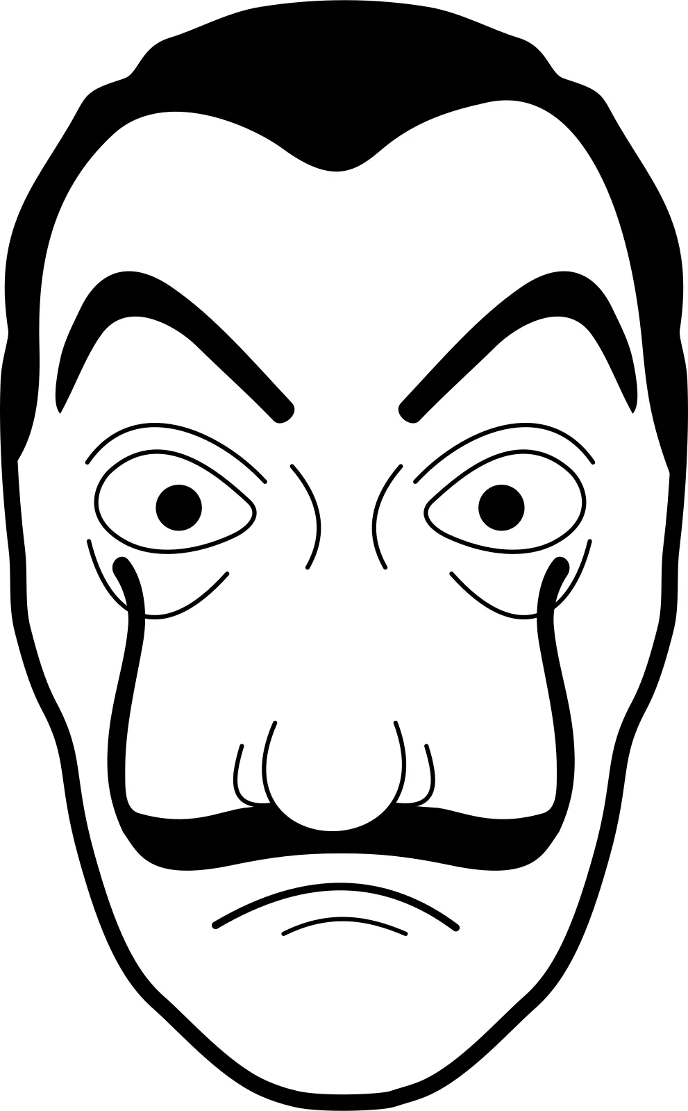 Dalí mask illustration, CC0, by cyberscooty via Openclipart.
