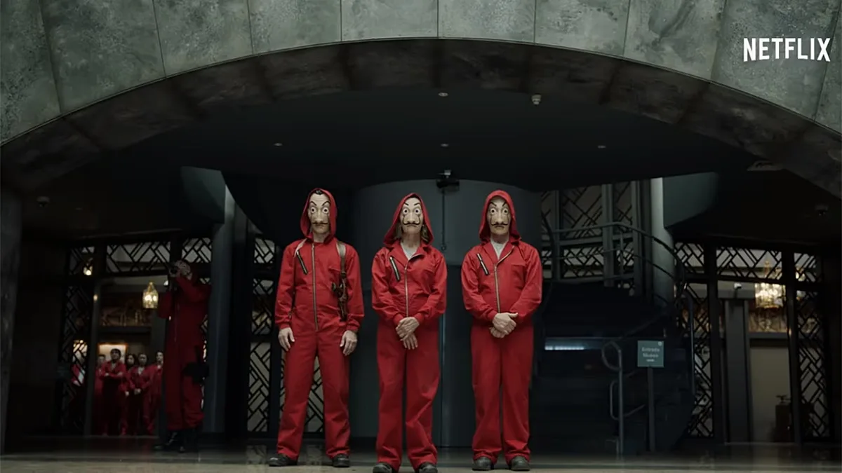 Money Heist costumes at a carnival