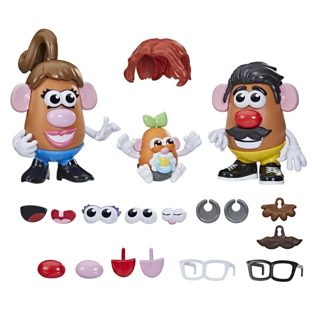 Create Your Potato Head Family set, with two large bodies, a baby body and interchangeable accessories.