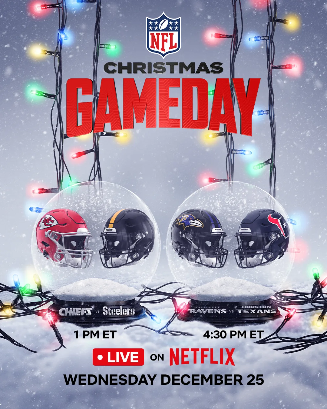 NFL Christmas Gameday on Netflix poster, Wednesday December 25
