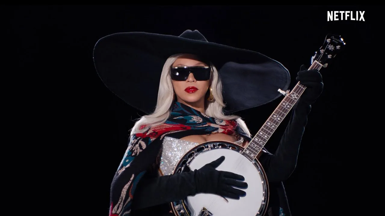 Beyoncé with a banjo in the Tomorrow teaser