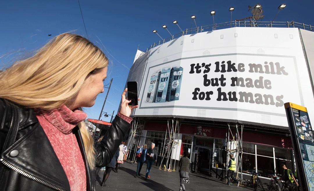 Oatly's It's like milk but made for humans billboard