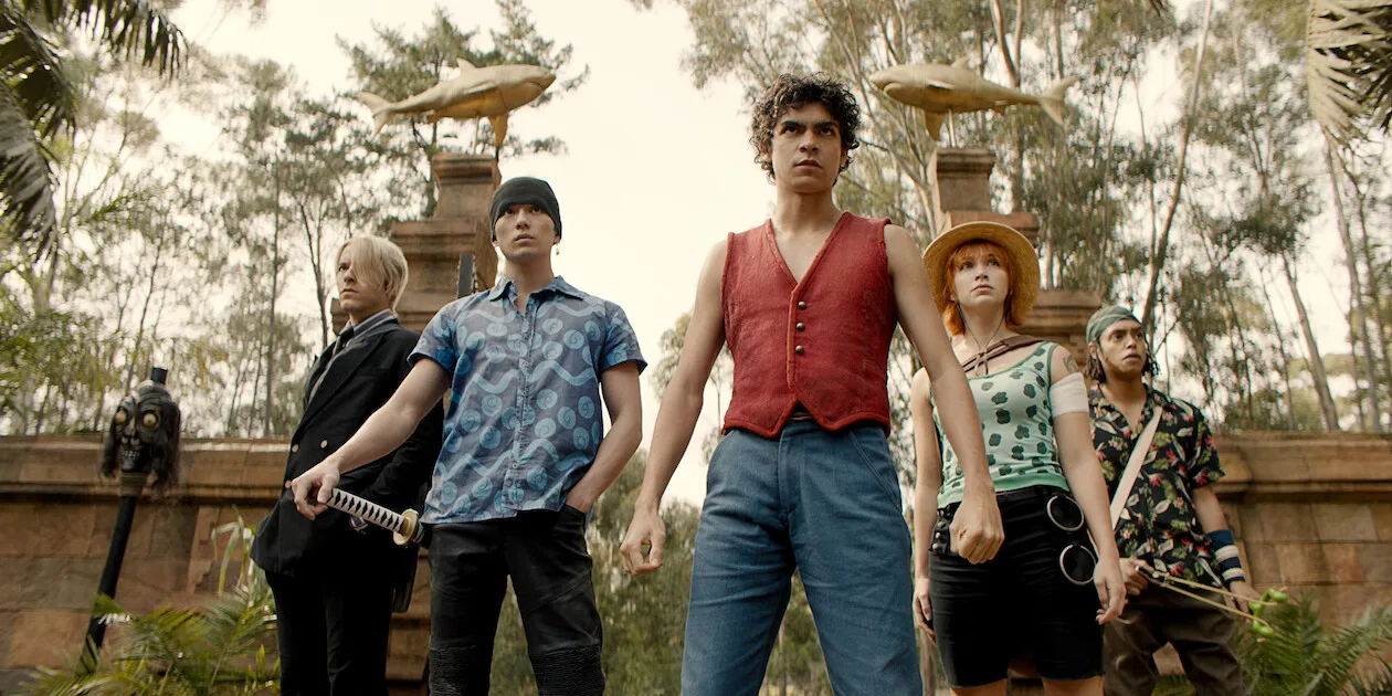 The Straw Hat crew in a scene from One Piece.