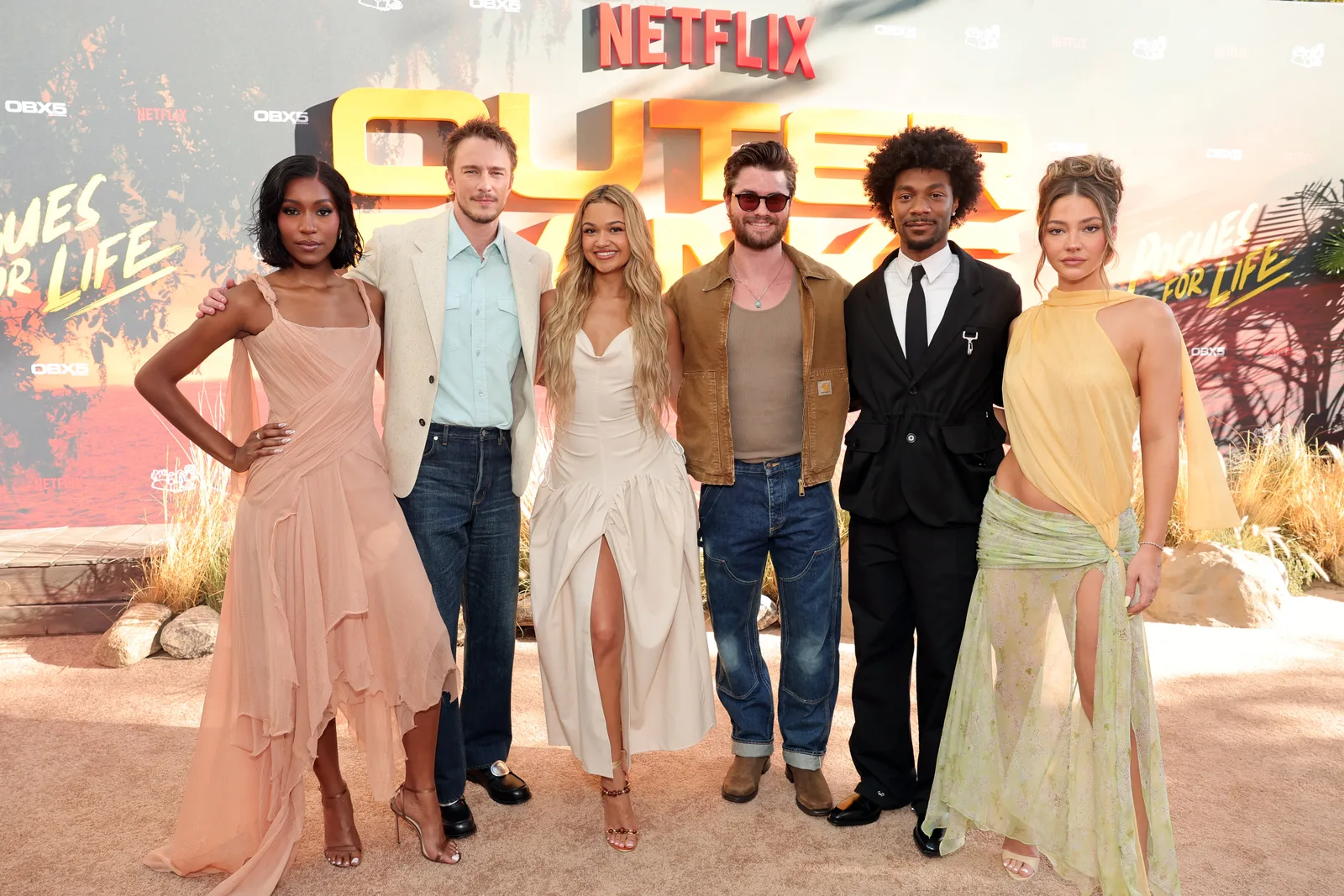 The Outer Banks cast at a Netflix premiere.