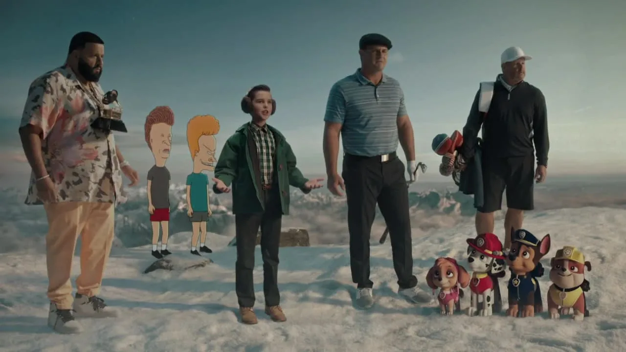 NFL’s official Super Bowl ad replay, showing the expedition at the summit.