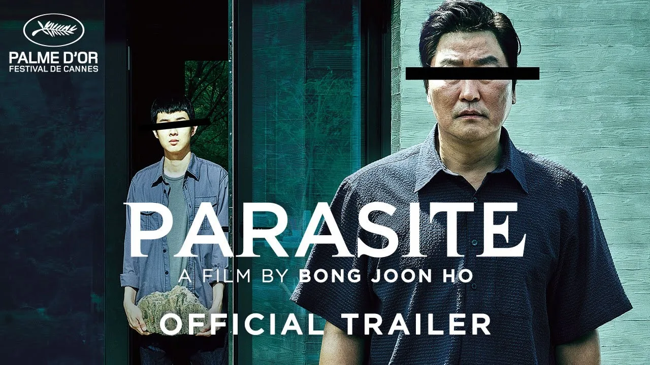 Song Kang-ho in the Parasite official trailer, eyes covered by a black bar.