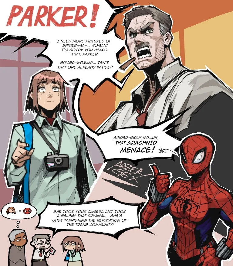 He's not transphobic, he's quite respectful he just really hates Spidey.