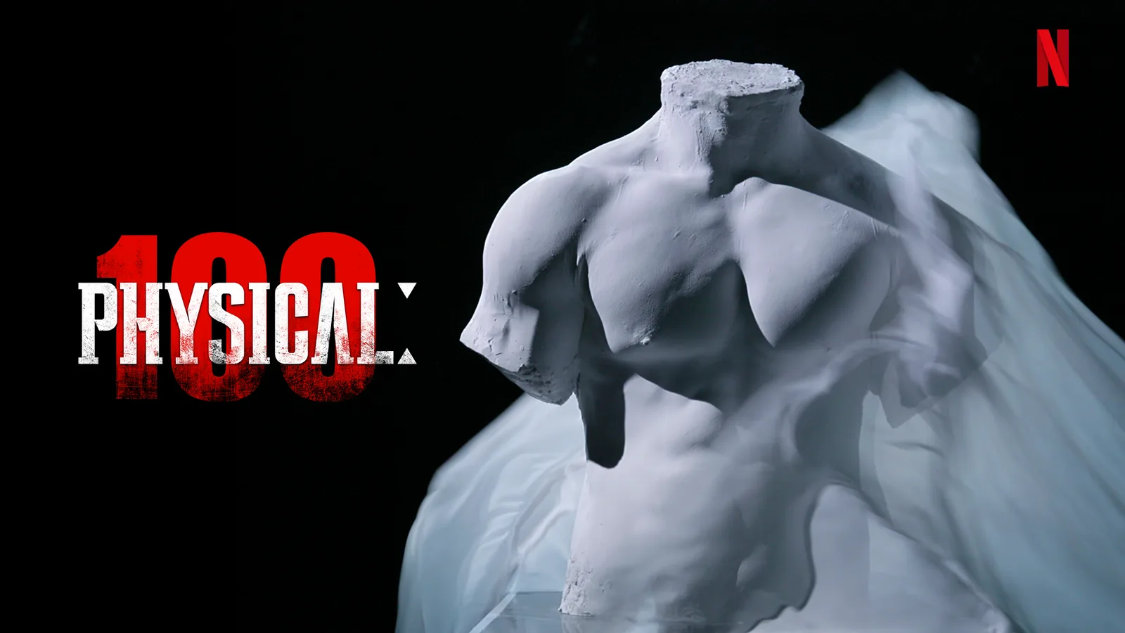 Physical: 100 key art: the white torso sculpture