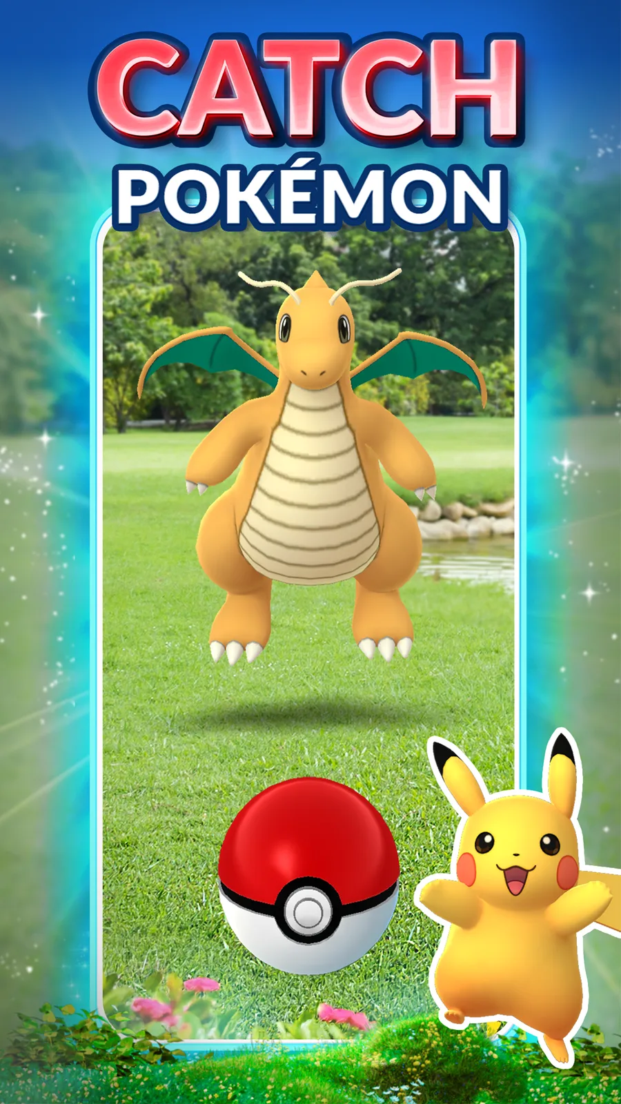 Current official Google Play store artwork showing the Pokémon capture screen.