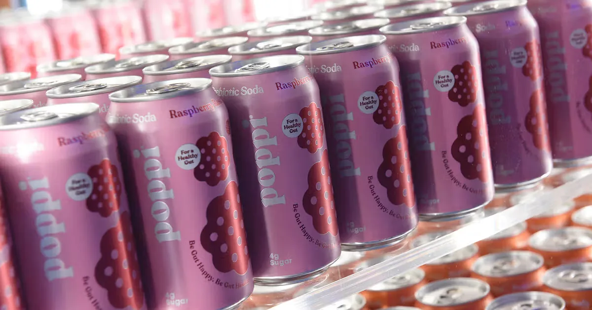 Poppi cans on a production line