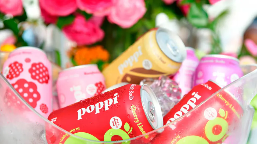 Poppi cans on ice