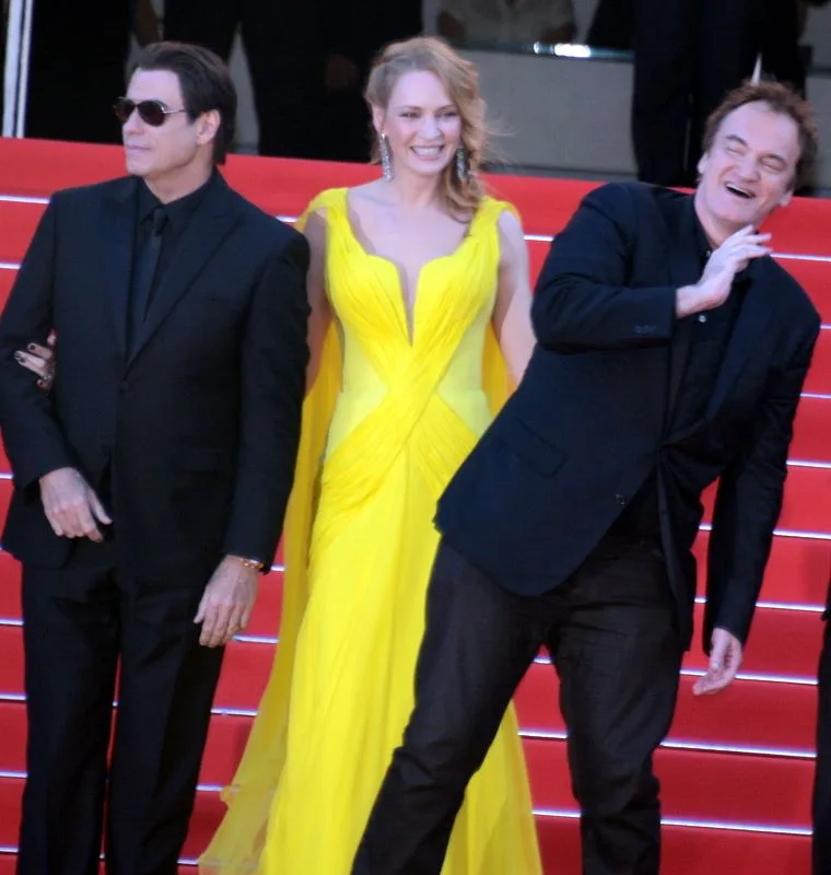 Tarantino, Thurman and Travolta at Cannes for the film's twentieth anniversary, 2014