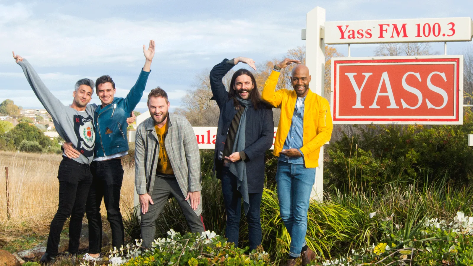 The Fab Five outside Yass FM 100.3 for the Australian launch stunt