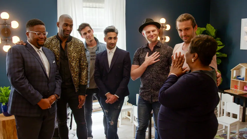 The Fab Five with a makeover hero at the reveal