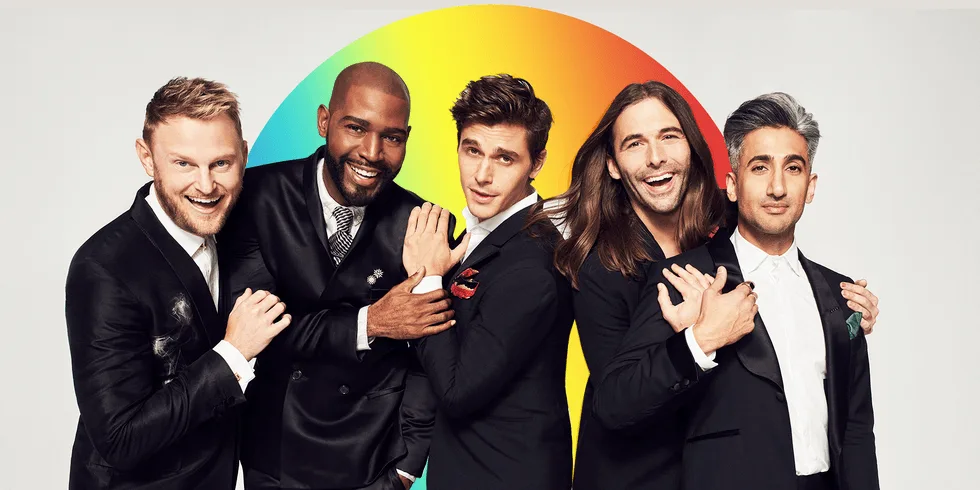 The Fab Five in front of a rainbow, Queer Eye key art