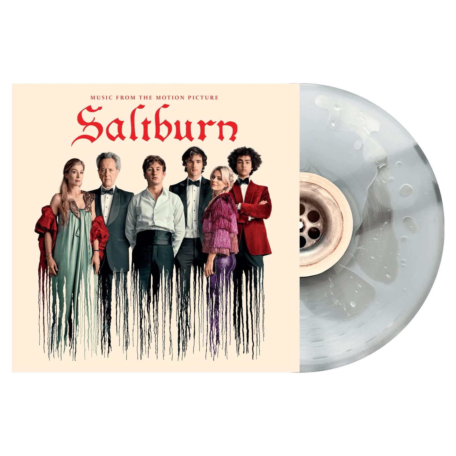Official bathwater-filled Saltburn soundtrack vinyl.