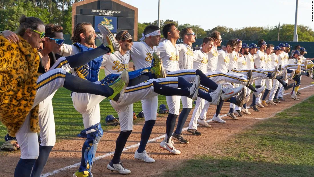 Bananas players in a dance line